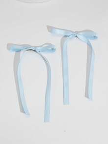 2个芭蕾舞风格女士简约丝带蝴蝶结发夹，适合各种场合，可爱花朵发夹，情人节礼物，发爪夹，发卡，学生用品，优雅，学院风，女士冬季装扮，蝴蝶结，发饰