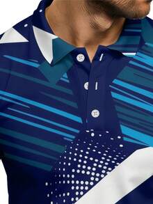 Men's Sportswear, Printed Polo Shirt, Collared And Buttoned Design, Knitted Fabric, Machine Washable, Comfortable And Breathable, Suitable For Outdoor Activities And Daily Commuting. - Multicolor - View 6