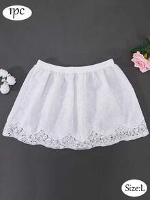 2 件/1 件 - 四季白色女士蕾丝边防透亚麻衬裙，叠穿卫衣式半身裙 - 白色 - 查看 14