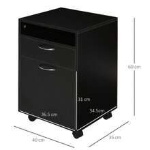 Black Rolling Filing Cabinet, 40 X 35 X 60 Cm With Drawer, For Office And Home Office, Space-Saving And Functional - 黑色 - 查看 6