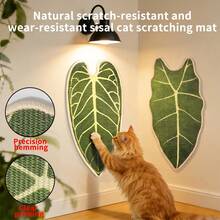 1 Tấm cào móng cho mèo treo tường hình lá cây xanh thời trang, chất liệu sisal tươi mát và tự nhiên, trang trí hình lá cây, chống trầy xước, không rụng lông, sử dụng được cả làm tấm cào và thảm, hình lá cây nhiệt đới. - 65*33 - Xem 2