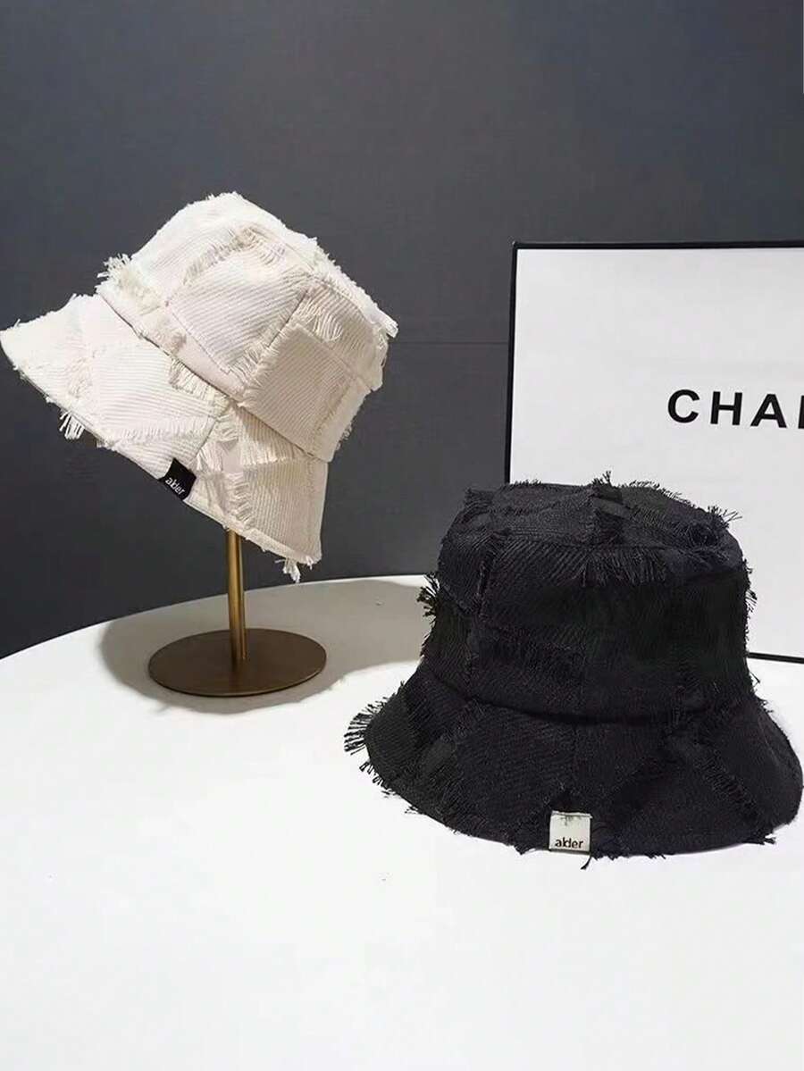 1顶复古毛绒宽檐格子渔夫帽，可折叠可水洗，男女通用，四季皆宜 - 彩色 - 查看 1