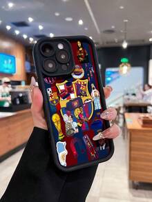 Collage con temática del Barcelona y varios artículos. Esta elegante funda es compatible con iPhone 17, 16, 15, 14 Pro Max, 13, 12, 11, XR y XS Plus. Fabricada en silicona TPU, ofrece protección contra golpes y caídas, además de una sensación superior. Es un regalo ideal para familiares, amigos y seres queridos. ¡La elección perfecta! - Negro - Ver 1