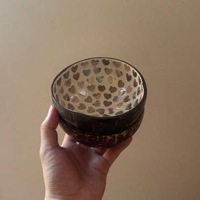 1个椰壳糖果碗，装饰沙拉碗 - 天然椰壳碗，储物碗 - 糖果罐，坚果罐，学习用品，圣诞礼物，返校礼物