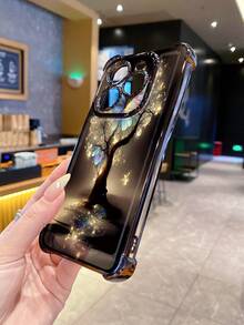 1个蝴蝶树图案防摔电镀摄像头保护手机壳，UV印刷，兼容三星Galaxy/Infinix/Redmi/OPPO/VIVO/Realme安卓机型 - 黑色 - 查看 7