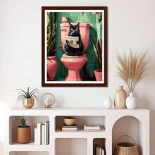 EMIEAUFG Cat Diamond Art Kits For Adults, Black Cat On Toilet Diamond Painting Kit For  And Beginners, 5D Round Full Drill Craft, Home Wall Decor 12\ X 16\ - SR69 - Xem 3