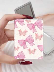 1pc Y2K Style Cute Compact Folding Makeup Mirror, Lightweight & Portable, Durable PU Leather, Suitable For Various Occasions Like Travel, Party, Work, School, Suitable For All Ages - Multicolor - View 12