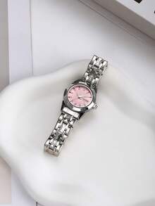 1pc Women's Stainless Steel Strap Quartz Watch, Minimalist & Fashionable, Suitable For Daily Wear
