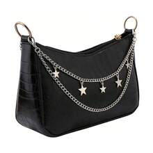 1件双层包包链条挂件装饰吊坠，蝴蝶/心形/星星/十字架钥匙扣挂饰，适用于单肩包、手提包、行李箱，女士礼物，金属链条包包配件 - 銀色 - 查看 13