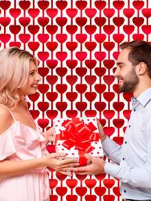 1*2米心形派对装饰帘，带流苏和PE心形红色背景幕布，心形派对彩带花环悬挂横幅，适用于生日派对用品和装饰、返校季和情人节装饰、母亲节、庆典、婚礼装饰 - Rose-gold Pink Burgundy - 查看 9