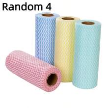 50pcs/Roll High Absorbency Disposable Cleaning Cloths - Oil-Free, Lint-Free, Non-Polyester, Modern Serrated Design, Blue/Orange/Pink/Beige Options, Suitable For Kitchen, Living Room, Outdoor - Essential For Slouchy Cleaning