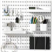 Complete Perforated Wall Panel Set, Perforated Wall Panel, Drill-Free Plastic Accessories Display & Storage Rack, DIY Entryway Wall, Hooks, Baskets, Partition Hooks, Storage & Display Wall, Multi-Function Display Rack, ABS Plastic Entryway Display Rack