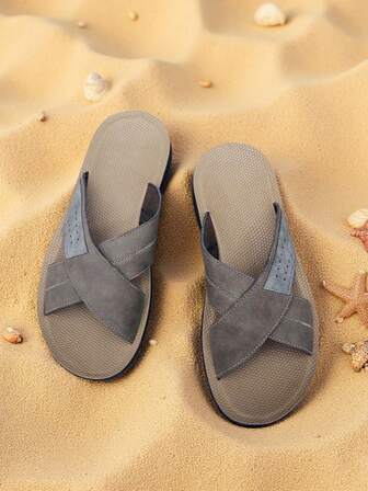 2025 Nya handgjorda färgblocksandaler för män, korsband, ventilerande halkfria lätta strandtofflor för friluftsliv utomhus, andningsbara Street Fashion flip-flops