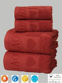 QIBHI 3/2/1件装提花爱心浴巾/浴巾,轻便小巧,适合旅行、情侣礼物、家居装饰、婚礼、派对等场合,多种尺寸可选,也可用于美容院、酒店、运动场所、居家护理等。 - 紅色 - 查看 2