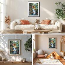 GHHKUD Diamond Painting Kits Landscape For Adults, DIY 5D House Diamond Painting, Full Drill Waterfall Diamond Art Kits Art Pictures For Relaxation Gifts Home Wall Decor 30x40cm - Waterfall - 查看 4