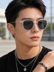 1 件装男士多色时尚眼镜，适合日常使用、驾驶、旅行、休闲、度假、户外运动和日常穿着，简约优雅的设计 - 深灰色 - 查看 7