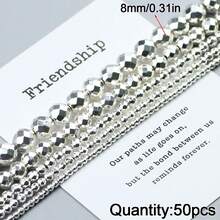 30/50/100/200/300颗水镀圆形切割珠子，钻孔刻面珠子，手工DIY首饰制作材料，手工串珠，赤铁矿，项链散珠 - diy - 查看 36