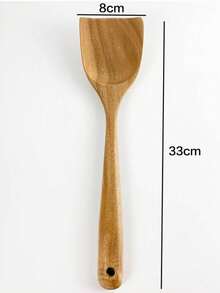 Uncoated Teak Frying Pan, Wooden Spatula Spoon Long Handle Cooking Set, Rosewood Kitchen Utensils - Multicolor - View 3