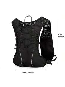 男女通用跑步背心，可调节水袋背心，配500毫升水壶，跑步背包带手机袋，适用于跑步、骑行、徒步、登山、马拉松等运动，骆驼牌水袋背包 - 黑色 - 查看 5