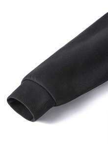 Sudadera blanca con estampado de motociclista para hombres con cordón y bolsillos - Negro - Ver 5