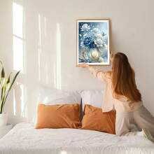GDYEEH DIY 5D White And Blue Flowers Diamond Art Painting Kits, Full Round Drill Sparkling Diamond Painting Picture, Diamond Painting Art Craft Kits For Adults Beginners, Home Wall Decor 12x16inch - USGD084 - 查看 6