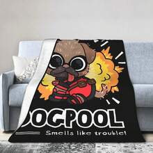Deadpool & Wolverine Dogpool Knitted Blankets Smells Like Trouble Fleece Throw Blankets Sofa Decoration Thin Bedspread Portable - 白色 - 查看 1