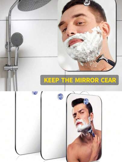 带吸盘的紧凑型防雾亚克力淋浴镜 - 便携易清洁，适合旅行和健身房使用，非常适合男士剃须和女士化妆，6英寸x4英寸，可壁挂或手持使用，便携式美容工具 | 光滑亚克力镜面 | 耐用亚克力材质，高清亚克力镜面，无框柔性非玻璃镜，家居装饰，适用于健身房、客厅、卧室、办公室，是馈赠亲朋好友的理想礼物。