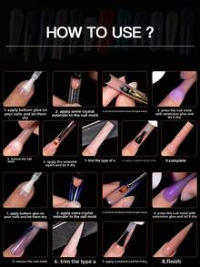 144pcs/Box Colorful Clear Long Coffin Oval Shape Nail Art Extension Forms Full Cover Extended Nail Mold For Poly Gel Acrylic Nail Art Includes In 12 Sizes Scale And U-Shaped Tips For Extension DIY Artificial False Nail Tips