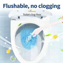 1pc Disposable Toilet Cleaning Brush With Cleaning Solution, Slouchy Person Friendly, No Hand Damage, Rinse Off Brush Head After Use, No Need To Dry, Comes With Holder, Random Color - White - View 3