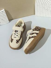 Kids' Retro Casual Shoes, Bohemian Style Boys/Girls Canvas Sneakers, Soft Sole Campus Versatile Shoes - Beige - View 5