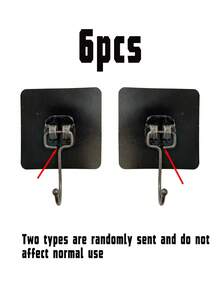 6个自粘式墙钩，无需钻孔，防水粘钩，可用于悬挂衣物、帽子、毛巾、钥匙、杂物等，可移除且不损伤墙面，适用于浴室、厨房、卧室、衣柜及其他家居收纳空间。 - 黑色 - 查看 10