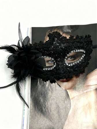 Venedigs karnevalsmasker, spetsmasker med sidoblommor, maskeradbal prinsesshalvmasker, rollspelsmasker för fester, vuxenmodeller för både män och kvinnor