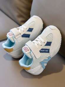 1 Pair New Spring/Autumn Kids' Breathable Mesh Sports Shoes, Boys/Girls Soft Sole Non-Slip Casual Sneakers, Fashion Versatile Running Shoes - Blue - View 5