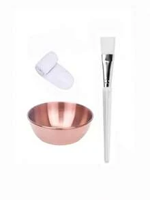 2/3/4/5/10/20 Pcs Esthetician Facial Care Tool Set, Multiple Combinations Available, Home Care, Travel Portable Face Mask Applicator Kit Includes 4 Rose Gold Face Mixing Bowls, 4 Fan-Shaped Face Mask Brushes, 4 Flat Head Brushes, 4 Compressed Sponges And 4 Headbands, Suitable As Spa Party Favors Or Face Masking Set - Multicolor - View 14