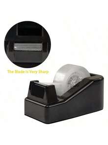 1pc Desktop Tape Dispenser, Black, With Weighted Non-Slip Base And Sharp Blade, Suitable For Office, Home And School