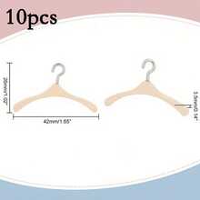 10pcs Mini Wooden Doll Hangers, BurlyWood Brand, Mini Wooden Hangers With Metal Hooks, Doll House Wardrobe Accessories, Role Play Decor, Mini Clothing Storage Organizer, Doll House Furniture Accessories - Multicolor - View 5