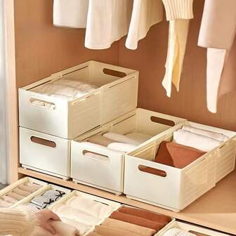 1个可伸缩塑料收纳盒，大容量抽屉式化妆品收纳盒，多功能可折叠衣物收纳篮