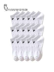 20/15/12/10/5/3/1 双装舒适透气男士短袜，三角形装饰踝袜，隐形袜，双线防滑设计，白色/黑色，低帮袜，吸湿排汗，柔软透气，适合商务、休闲、居家、运动、学院风等场合，四季皆宜，颜色随机发货 - 彩色 - 查看 6