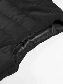 1pc Casual Sleeveless Vest, Warm Travel Outdoor Solid Color Top, Autumn/Winter - Black - View 6