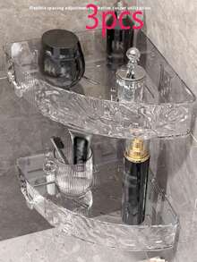 New Luxury Bathroom Shelf, Waterwave Acrylic Wall Mounted Storage Rack, No Drilling Required - Multicolor - View 16