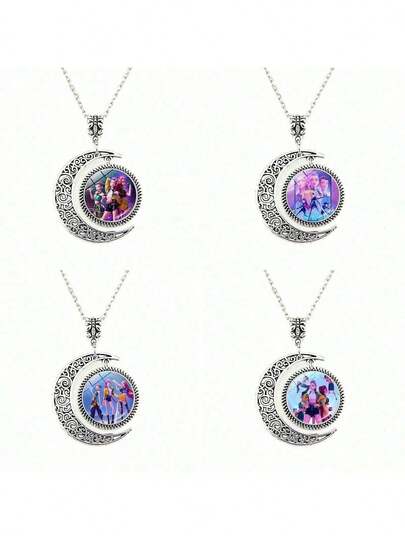 1pc Kpop Demon Hunters Witch Hunting Cartoon Anime Merchandise, Necklace Accessory, Versatile Anime Female Jewelry, Moon Pendant Sweater Chain, Gift For Friends And Family, Christmas Gift, Christmas Decoration, Random Style