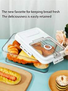 Bread Box, Sealed Bread Storage Container, Flip Lid Bread Organizer, Kitchen Countertop Bread Box, Homemade Bread, Cookies, Grains, And Fruits - Transparent - View 4
