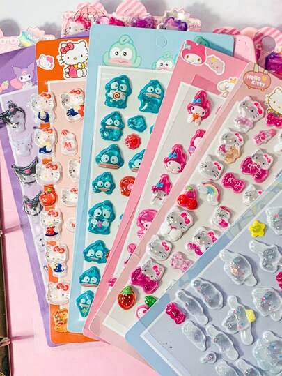 3D卡通人物夜光浮雕贴纸，可爱创意儿童玩具贴纸，批发