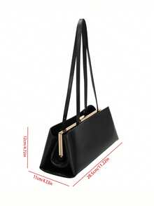 欧美复古风格法棍包 - 黑色 - 查看 3