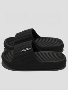 女士拖鞋，新款夏季室内家居防滑浴室情侣EVA人字拖，户外穿着 - 黑色 - 查看 5