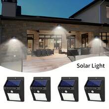 Solar Outdoor Light -4-Piece Set With Motion Sensor, Safety Light Belt, 3 Lighting Modes, Wireless Solar Powered Wall Light Suitable For Garden Fences, Courtyard Deck, Garage - màu đen - Xem 1