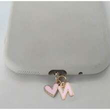 1pc Pink Heart-Shaped Metal Dust Plug, 26 Letter Heart Charging Port Protector Cover, DIY Phone Decor Compatible With Apple/Type-C, Mobile Device Dust-Proof Accessory, Girly Letter Heart Dust Plug, Gift For Friends, Valentine's Day Gift, Festival Small Gift Gifts For Mother, Family, Friends, Kids, Birthday, Holiday Phone Accessories Phone Charm - Pink Type-c - View 29