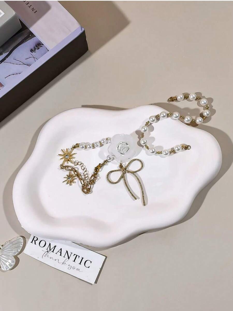 1pc Minimalist Multi-Function Jewelry Storage Tray, Jewelry Tray Storage , Makeup Room Decor, Room Decor - White - View 1