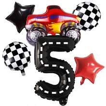 Numeric Racing Theme Balloons, Adding Fun To Your Birthday Party. Black Line Numeric Grid Round Balloons, Pentagram Racing Theme Party Decorations - 黑色 - 查看 12