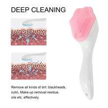 Silicone Face Scrubber Exfoliating Brush, Manual Handheld Facial Cleansing And Blackhead Scrubber, Soft Bristles Waterproof For Face Skincare (Pink) - 粉色 - 查看 3